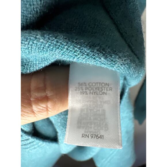 J Jill Side Split Long Sleeve Green Shirt Size XS Cotton Blend Front Seam - Picture 7 of 8